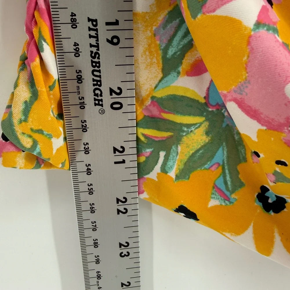 Anne Cole Floral Twist Front Tankini Top Yellow Pink 32C 34B Sweetheart Neckline